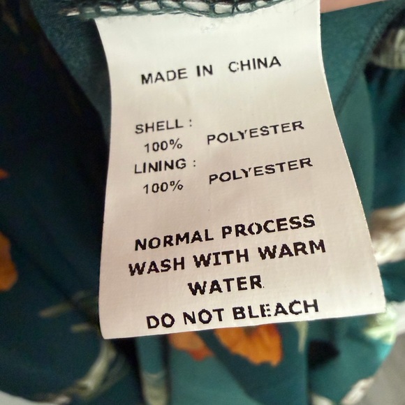 Simplee Emerald Green Orange Floral Long Sleeve Dress Tiered Smocked.Size XL - Picture 9 of 9